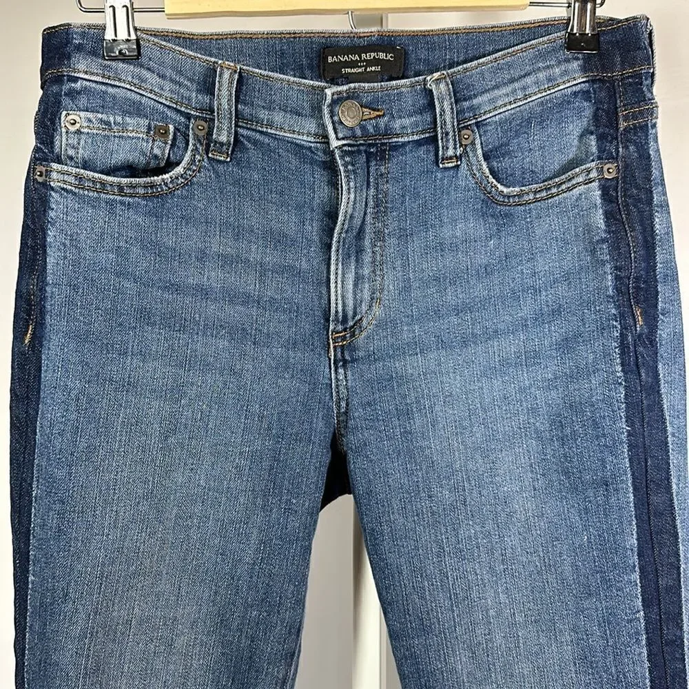 BANANA REPUBLIC Women's Distressed Denim Straight Ankle Jeans Blue Size 27/4